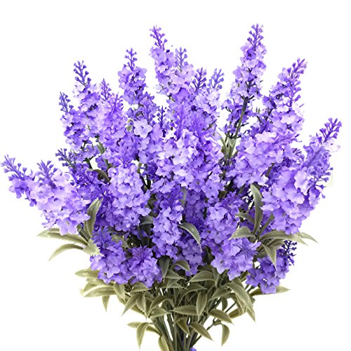 Guagb Artificial Lavender Silk Flowers Plastic Fake Plant Make a Bountiful Flower Arrangement Decor Your Outdoor Indoor House (12 Pieces)