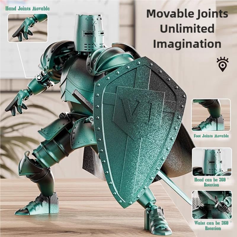 Medieval Action Figures,Knight Armor Action Figure,Multi-Jointed Movable Robot Mannequin T13,Dummy 13 Action Figure(Assembly Required) (B-Silver)