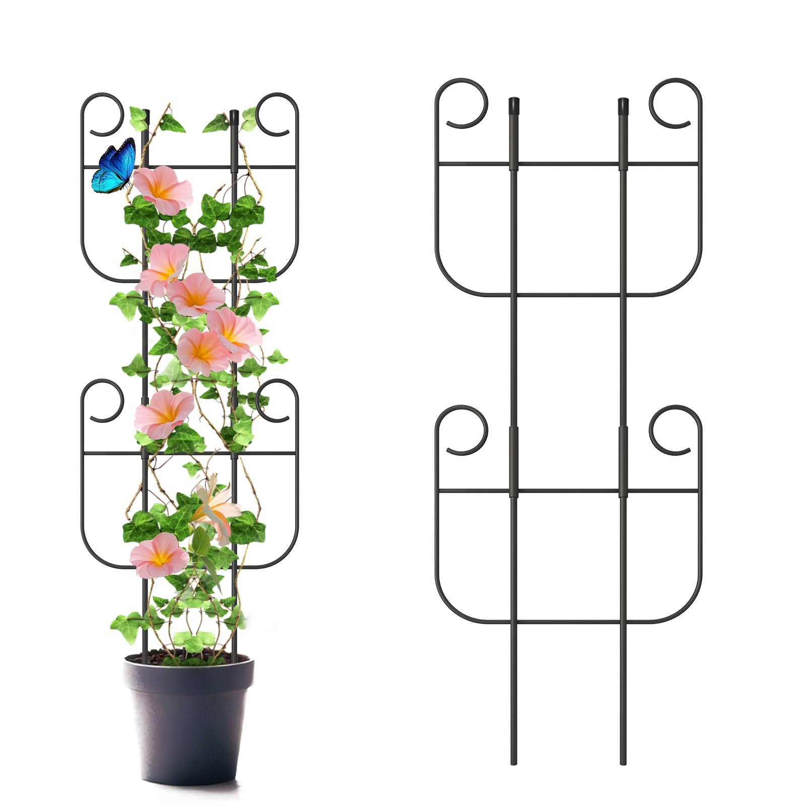 2 Pack Trellis for Climbing Plants Indoor, Expandable Small Metal Trellis for Potted Plants, Flowers Vine Ivy, Sturdy Houseplant Pothos Plant Climber Support