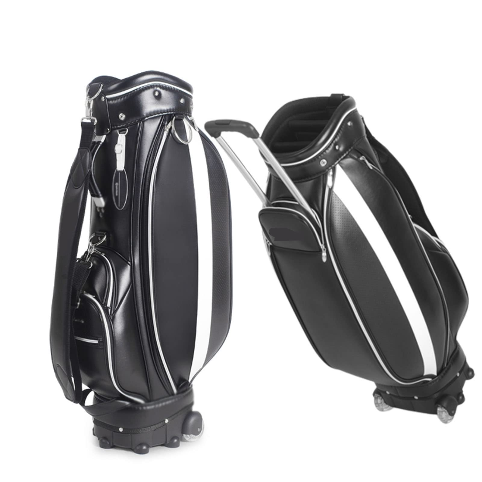 Torba na kółkach z kółkami, lekka torba na wózek golfowy, torba golfowa, górna komora, wyściełane paski na ramiona (Black)