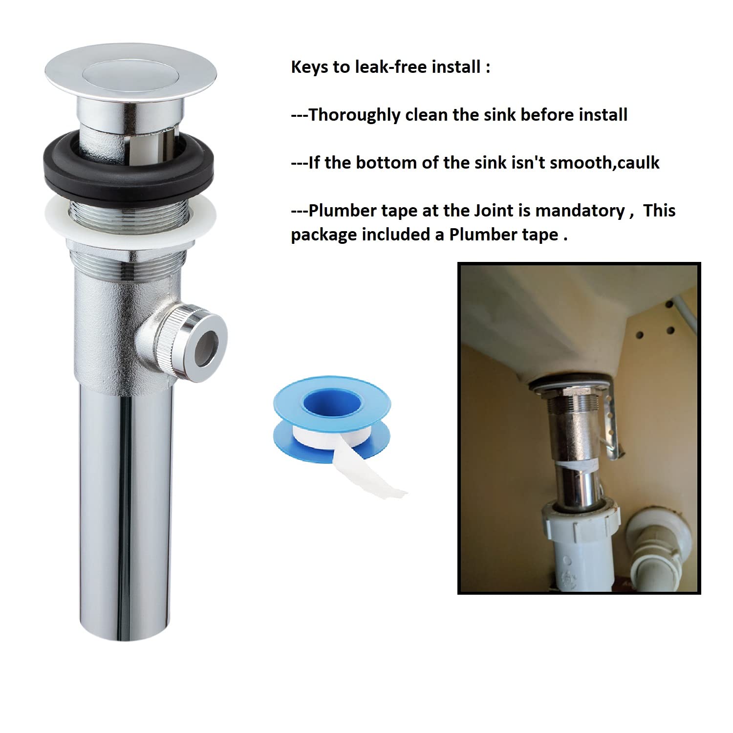 Artiwell Conjunto de tapón de drenaje desplegable para fregadero con barra de elevación y rebosadero, de latón macizo para lavabo de lavabo de baño, construcción de latón cromado