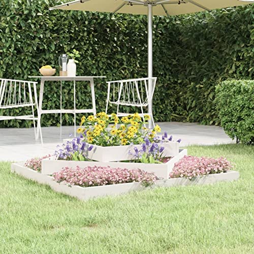 LAPOOH Jardinera, Jardineras Exterior, Macetas Exterior, Huerto Urbano Terraza, Huerto En Casa, Mesa De Cultivo, Madera Maciza de Pino Blanco 112x112x27 cm