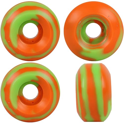 Blank Skateboard Wheels 52mm x 30mm 99A USA Made Swirl Color Orange/Green