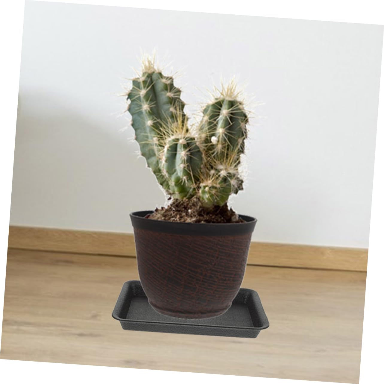 ifundom Set 8 Pezzi Sottovasi Rettangolari in Plastica Neri per Vaso e Bonsai, Resistenti e Impermeabili, per Uso Interno ed Esterno