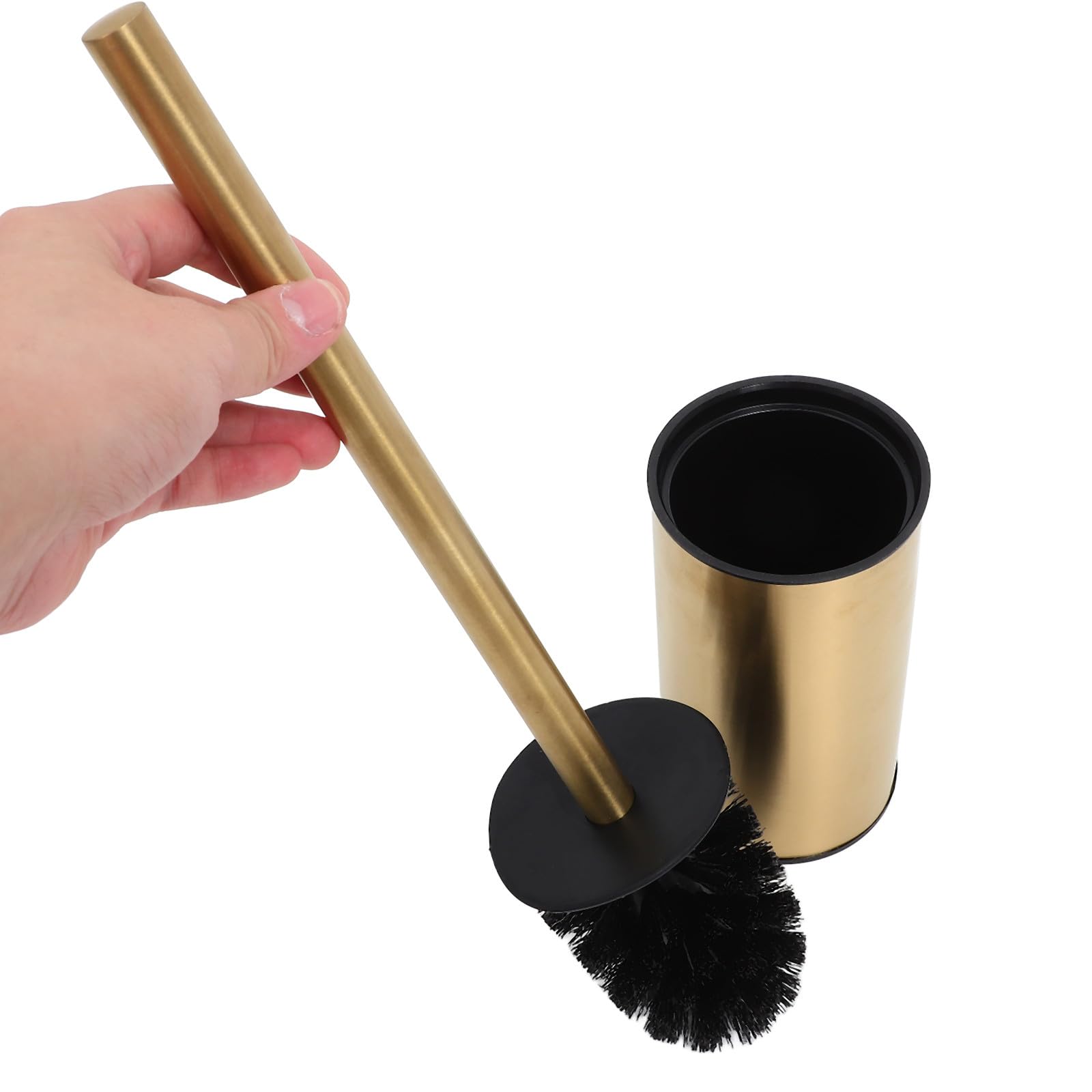 iplusmile Escobillero Baño con Juego de Escobilla y Soporte para Inodoro Dorado de Acero Inoxidable, Diseño Montable en Pared para Limpieza Efectiva en Baño