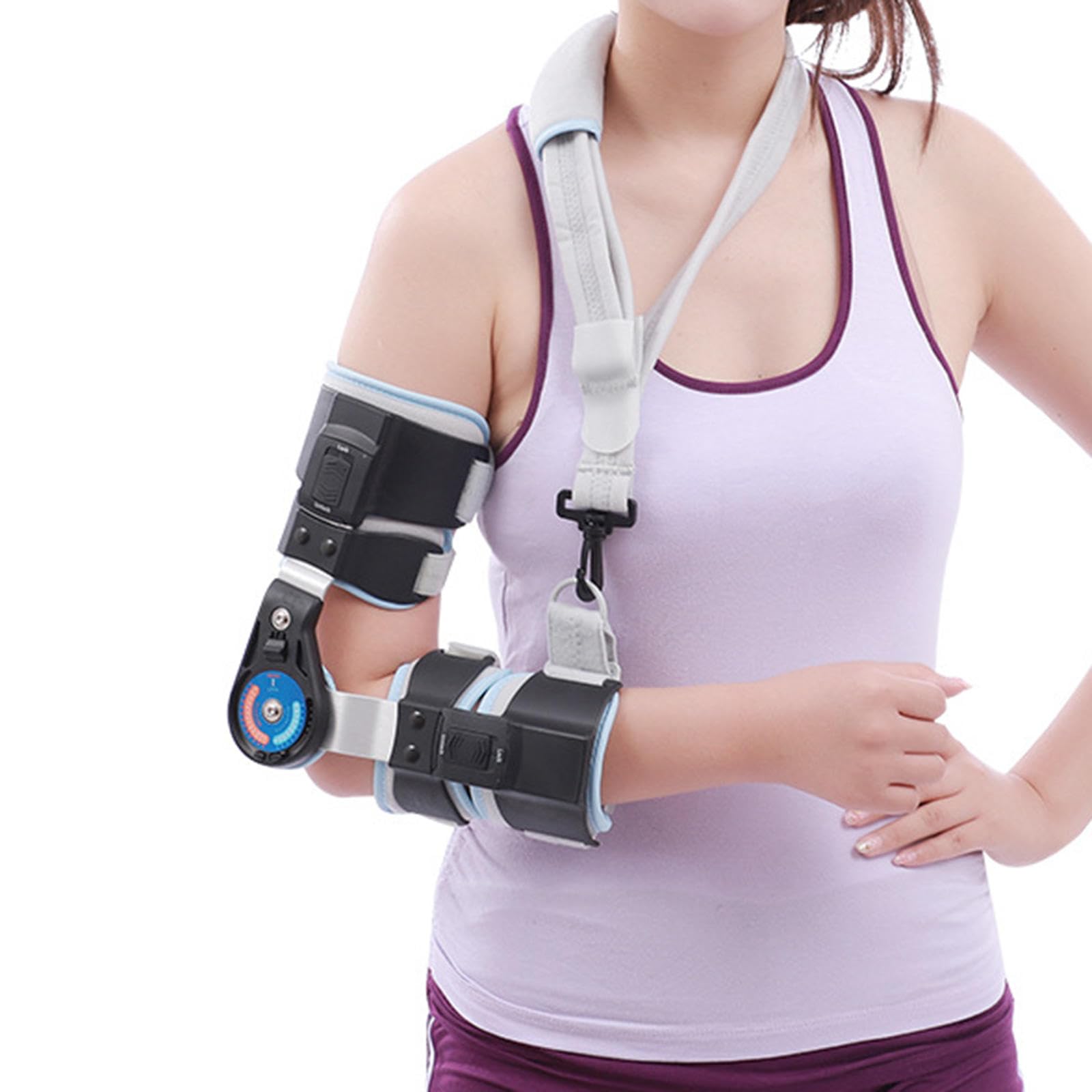 Tutore per Gomito per Uomo Donna, Immobilizzatore per Stecca Gomito Regolabile con Cinturino, Stecca per Mano e Braccio Traspirante per Gomito Rotto, Recupero da Lesioni Al Braccio,right
