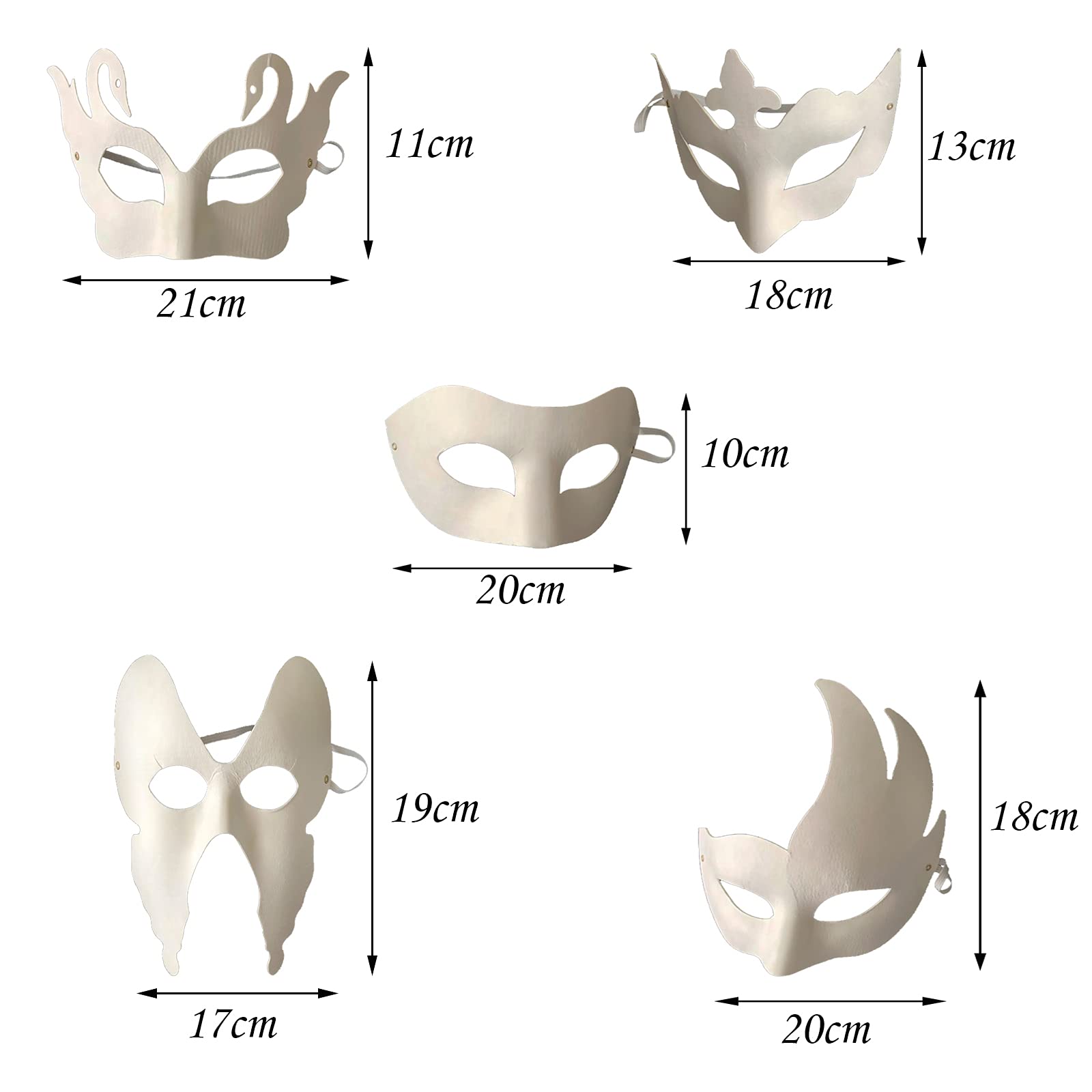 10 Pezzi Maschera Bianca, DIY Maschera da Ballo in Maschera, per Ballo di Festa, Carnevale, Gioco di Ruolo, Opera (Bianco)