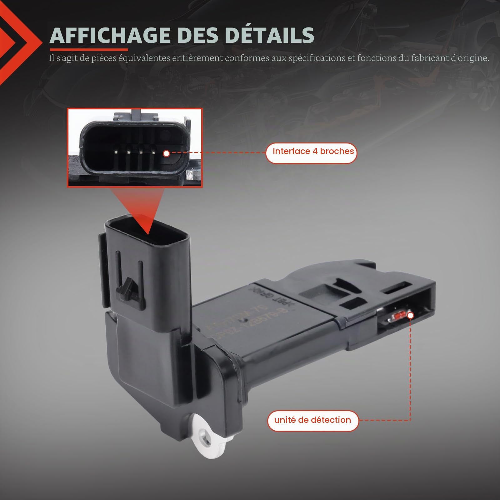 Debimetre Air 4 Broches 7M5112B579BA Pour C-Max DM2 Focus II III DA DP HCP 1.6 1.8 2.0 TDCI CP9Z12B579B Capteur Débit D'air 1444420 1480570 AF10374 MAS0336