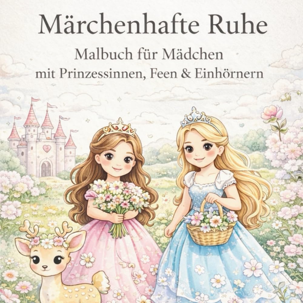 Märchenhafte Ruhe: Malbuch für Mädchen mit Prinzessinnen, Feen & Einhörnern
