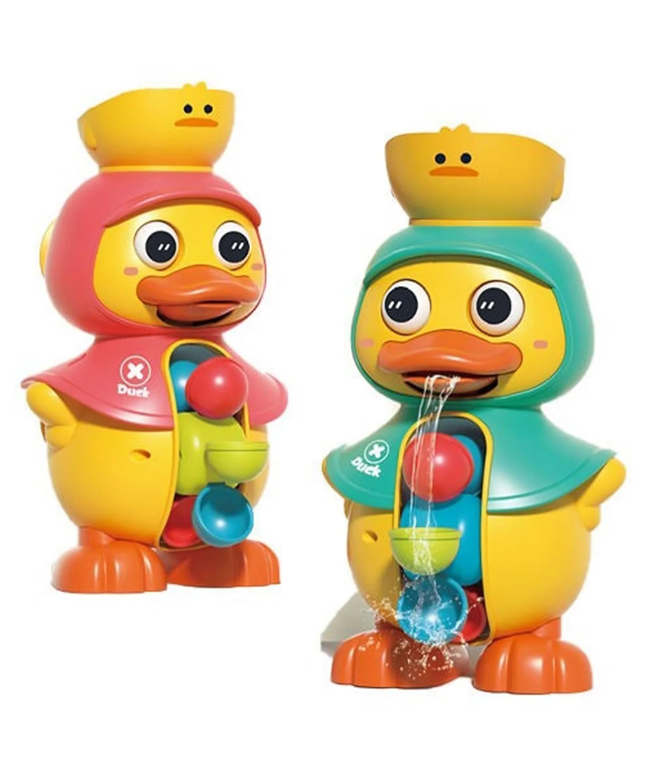 Bliss HUES Duck Bath Toys for Toddlers 1-3 - Interactive Water Wheel Bathtub Waterfall Wall Toy with Spinning Eyes, Suction Cup Sensory Floating Shower Toys Birthday Gift Set for Baby Kids Age 2 3 4-image-27