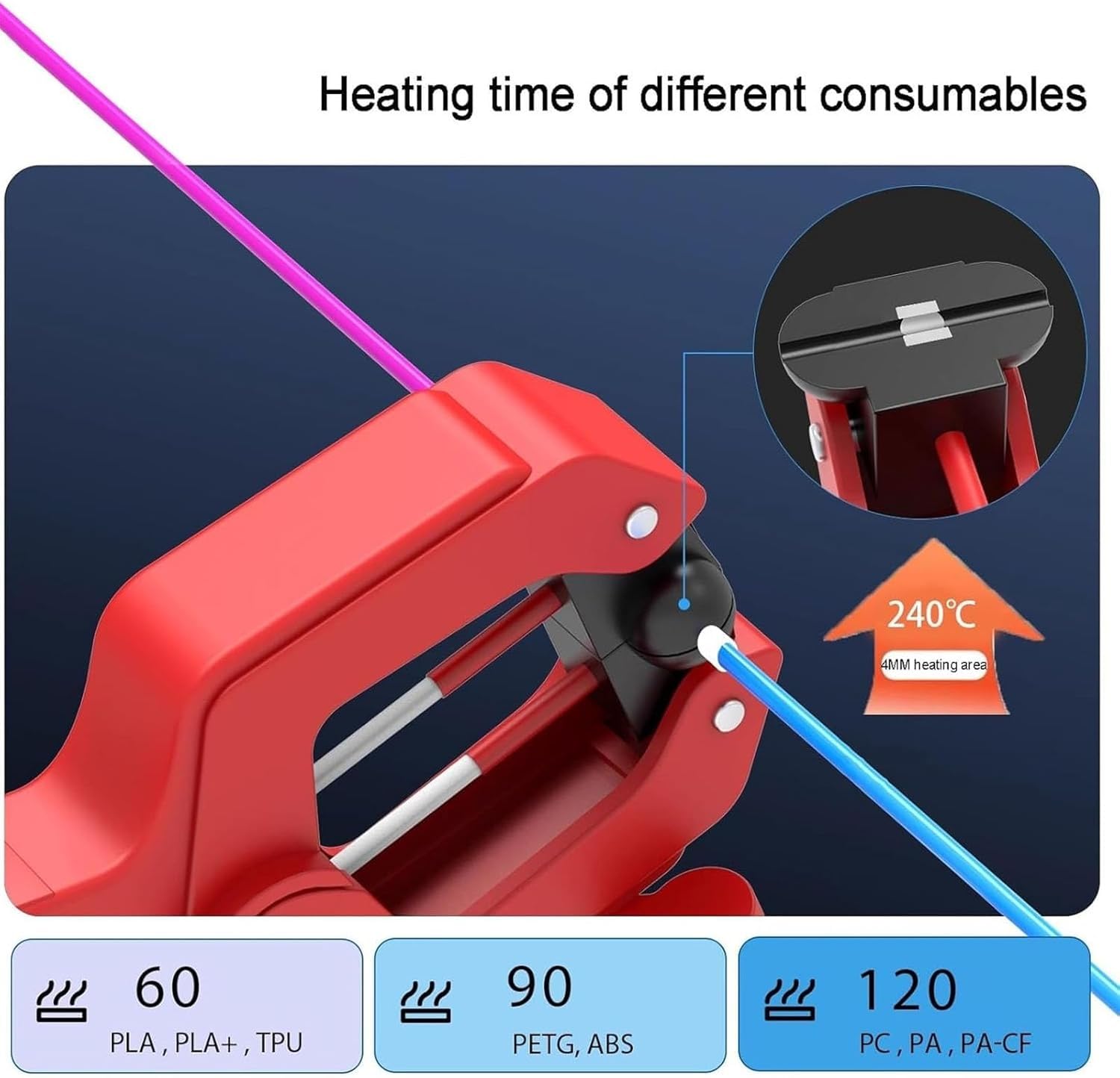 1,75 mm 2,85 mm Filament Schweißer Splicer, 3D-Drucker-Verbindungsstück 240 ℃ für PLA, ABS, PETG, TPU, PC, PP, Filament-Reparaturwerkzeug
