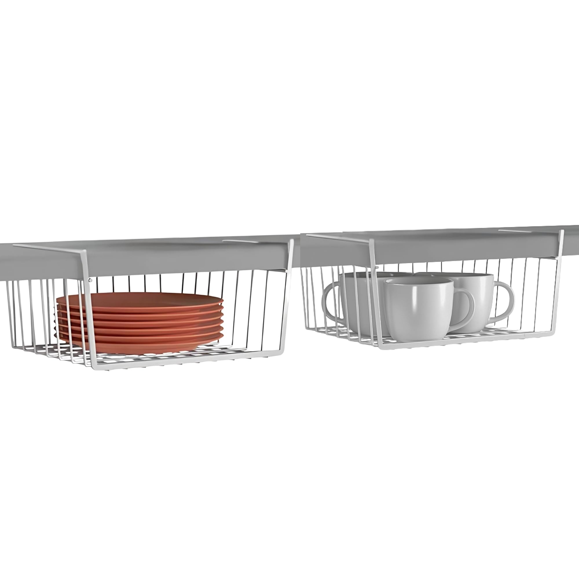Ochine Under Shelf Basket - Hanging Wire Organizer Rack For Kitchen Cabinet, Pantry, Bathroom, Bookshelf (White Or Black)