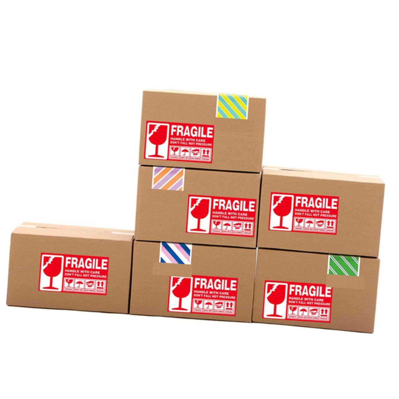 Etichette Adesive Fragile Rosse 300 Pezzi Carta per Spedizioni | Perforazione, Autoadesive, Design Leggero, Rotolo per Imballaggio e Trasporto