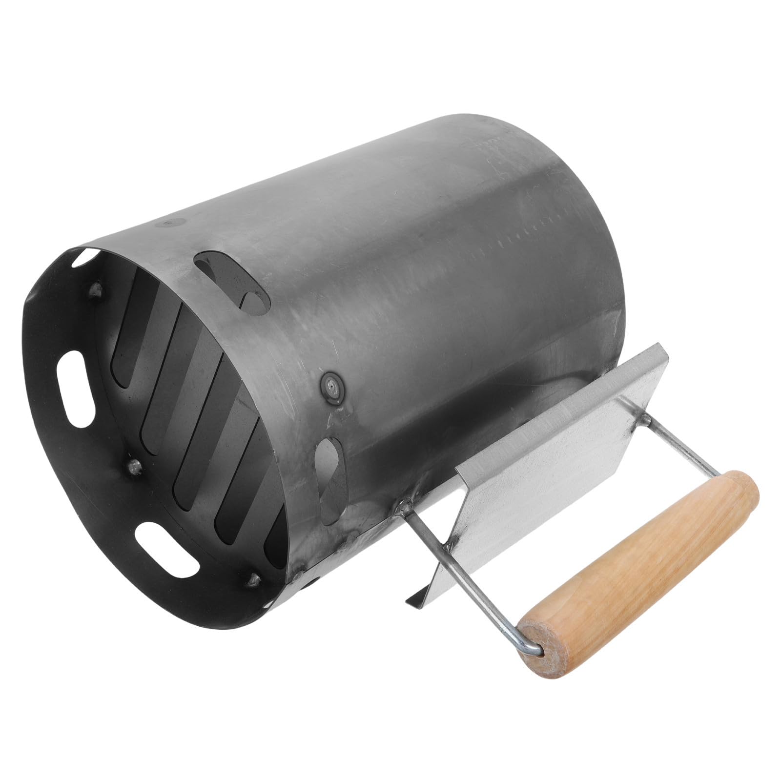 Grillanzünder für Holzkohlegrill, Anzündkamin aus Eisen mit Wärmeisolierung, schnell startend, leicht zu tragen, für Outdoor Cooking und Outdoor barbecues, weiß