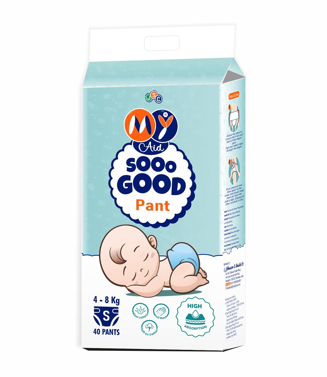 MyAid SOOO GOOD Baby Diaper Pants With Aloe Lotion & Wetness Indicator | Soft & Comfortable | Fast Absorption, Rash-Free, Leak-Proof (Size-S, 4 to 8 kg, 40 Counts, Pack of 1)-image-1