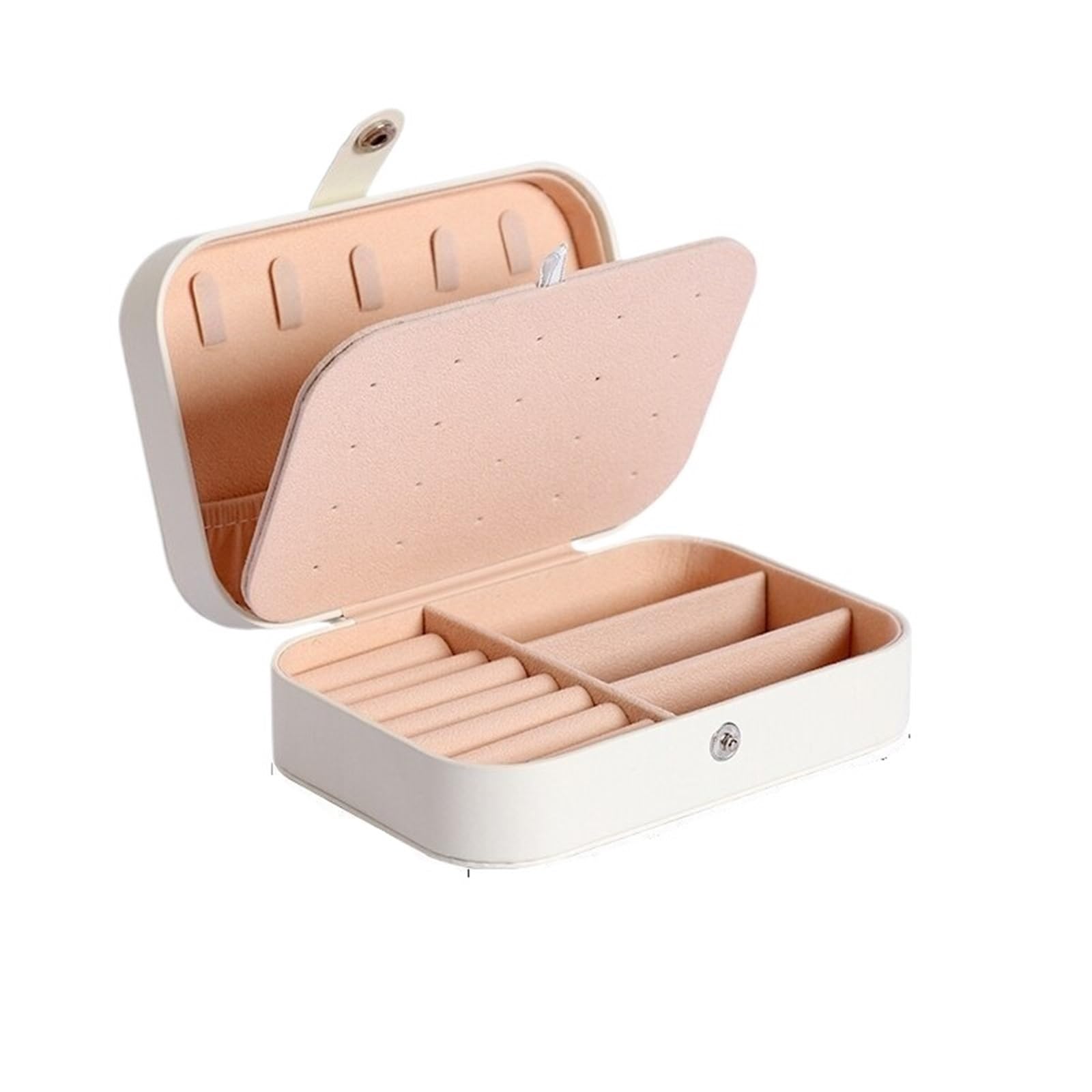 Scatola Per Gioielli Portagioie da viaggio portatile Collana Orecchini Anello Organizzatore di gioielli Display Custodia in pelle PU for grande capacità(White)