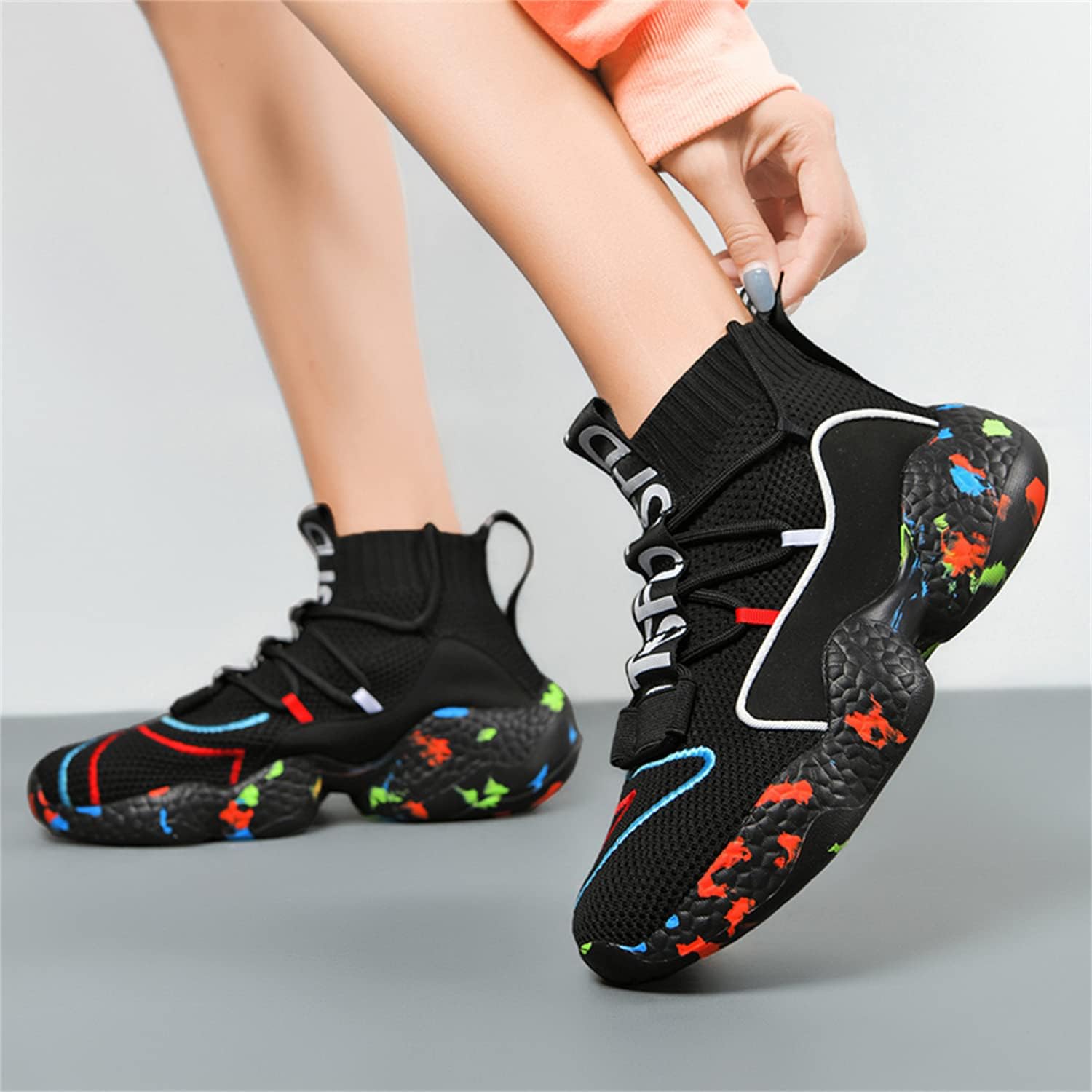 DRESER Couple Shoes High top Men's Socks Shoes Running Light Breathable Casual Women's Sports Shoes Fashion Sports Shoes Climbing Shoes