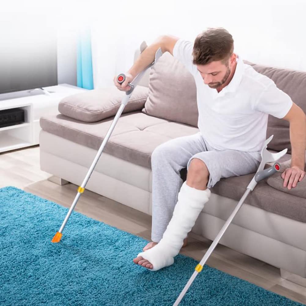 Muletas Plegables para Antebrazo, Muletas para Andar para Hombres y Mujeres, Reposa Codos Ergonómico en Forma de U, 10 Alturas Ajustables (Color : Silver, Size : 1 Count)