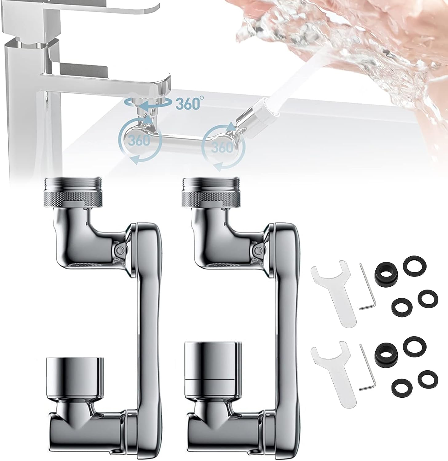 Rotating Faucet Extender, Universal 1080° Swivel Robotic Arm Swivel