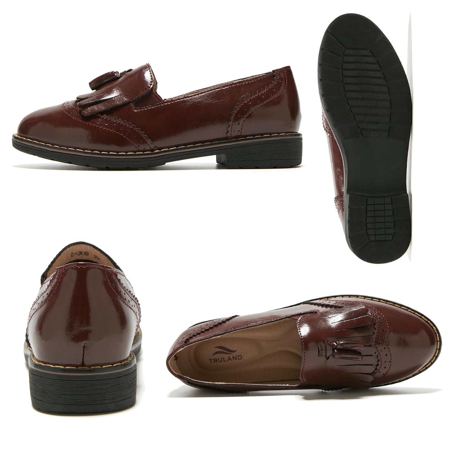 TRULAND Women’s Leather Penny Loafers – Slip On Wingtip Oxfords Tassel Loafers Comfortable Casual Dressy Shoes for Office Work