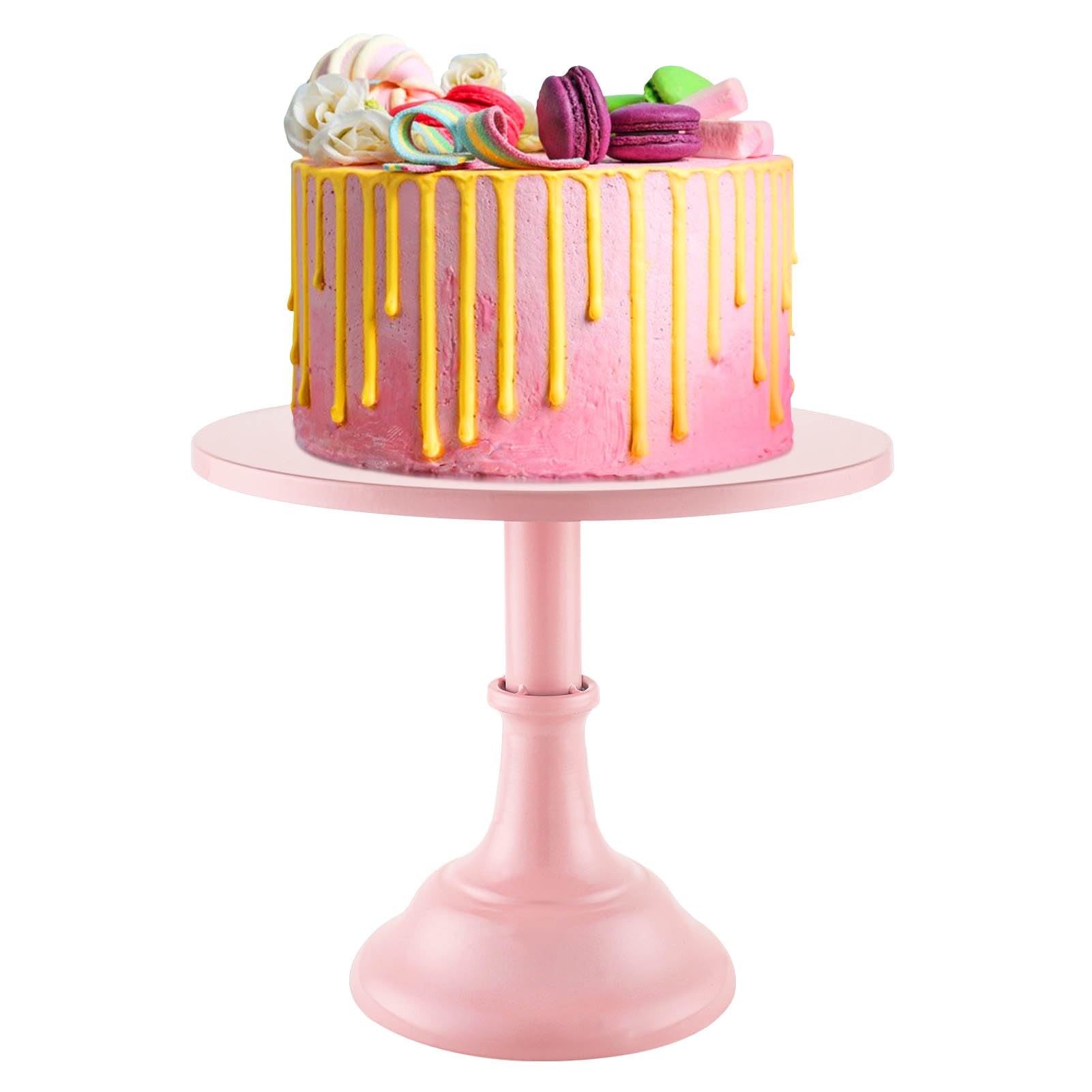 Holdfiturn Cake Stand 10 Inch Round Cake Plate Pedestal Modern Dessert Display Cup Cake Display Stand with Pedestal for Party Wedding Birthday Party?Pink)