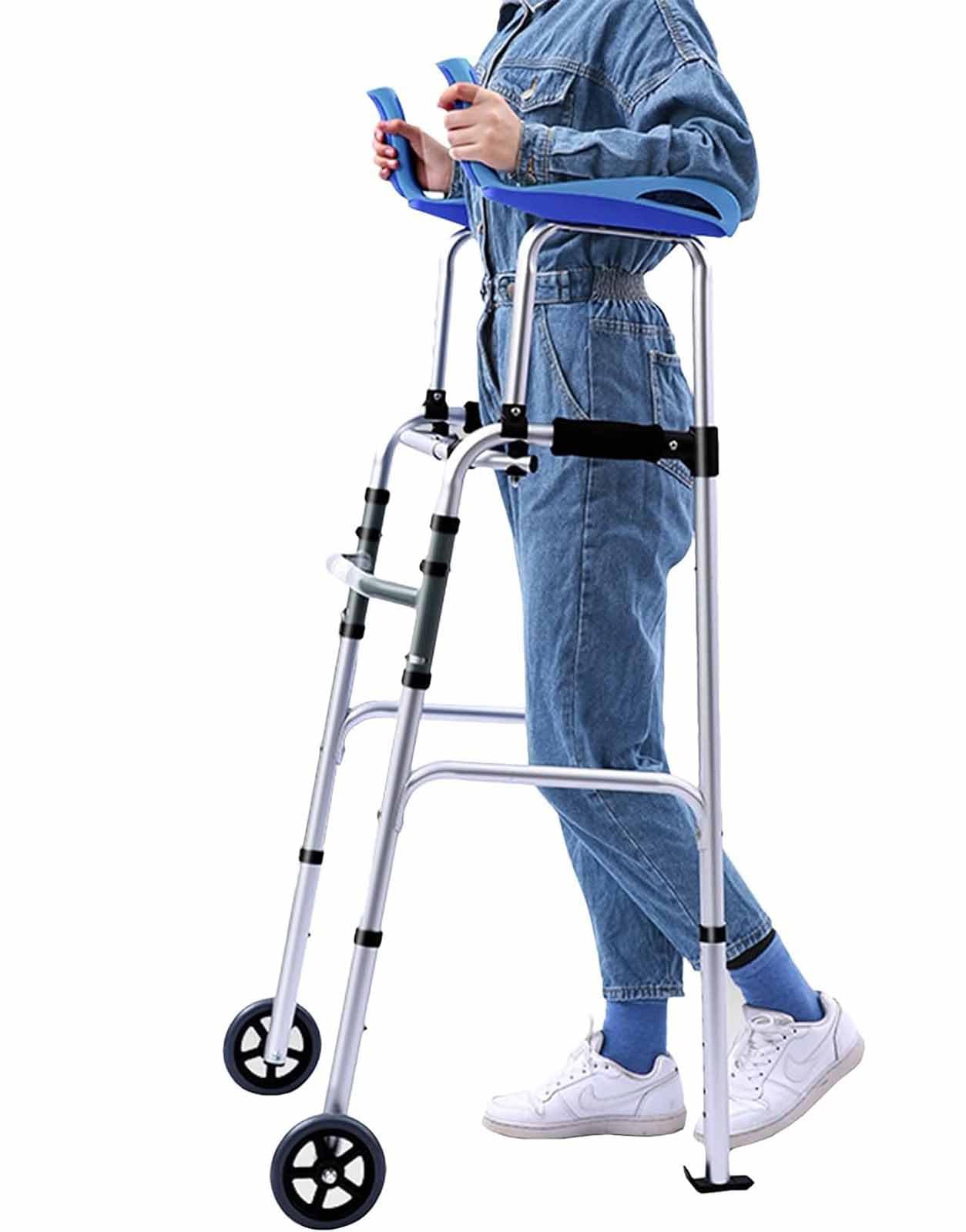 Andador Plegable Ancianos, Andador Vertical Ligero para Personas Mayores Discapacitadas Adulto/Andador De Pie Andador Andador con Reposabrazos,Compacto Ajustable