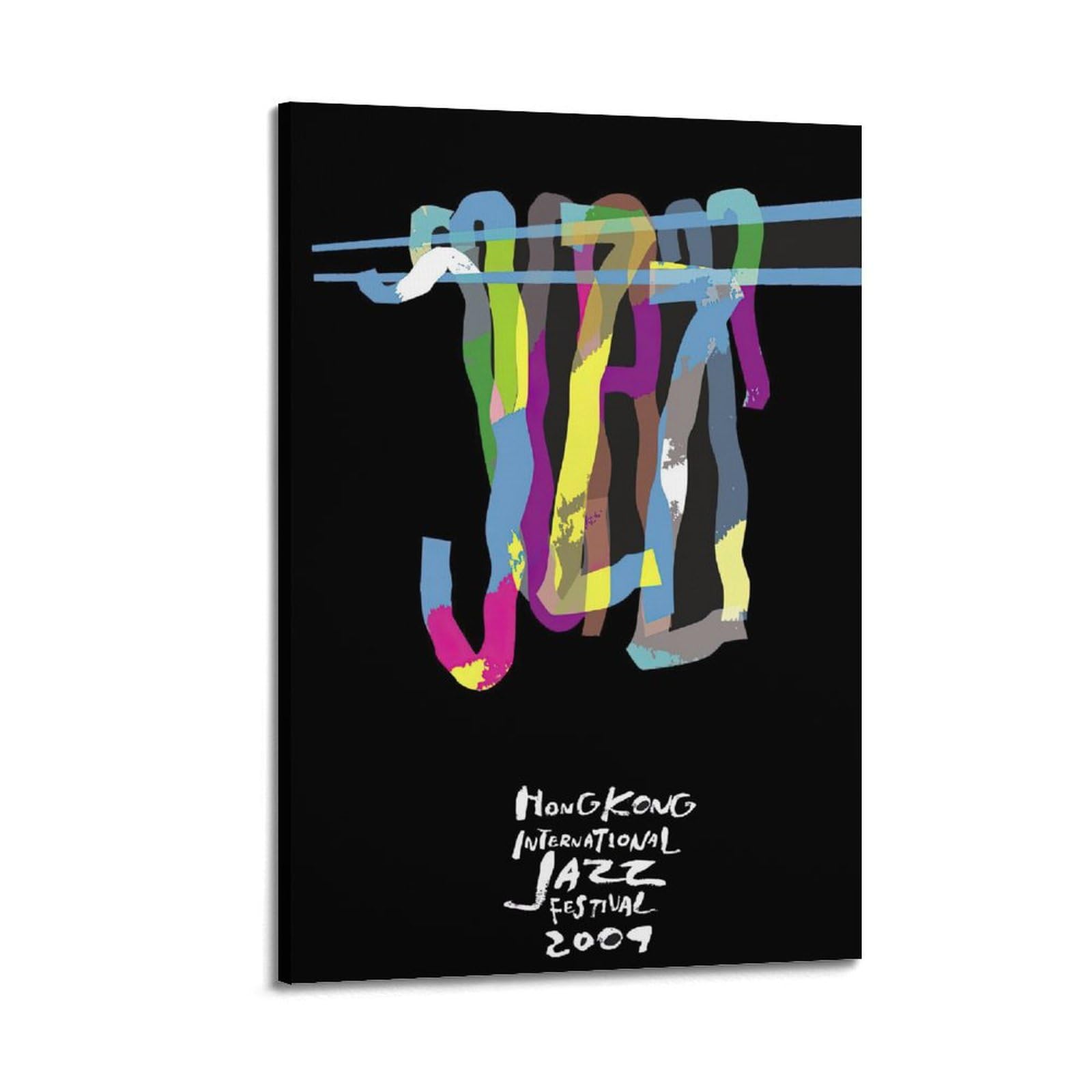 YTNSA Poster con musica vintage, stampa artistica su tela, motivo: festival jazz di Hong Kong, poster decorativo moderno per camera da letto, 60 x 90 cm