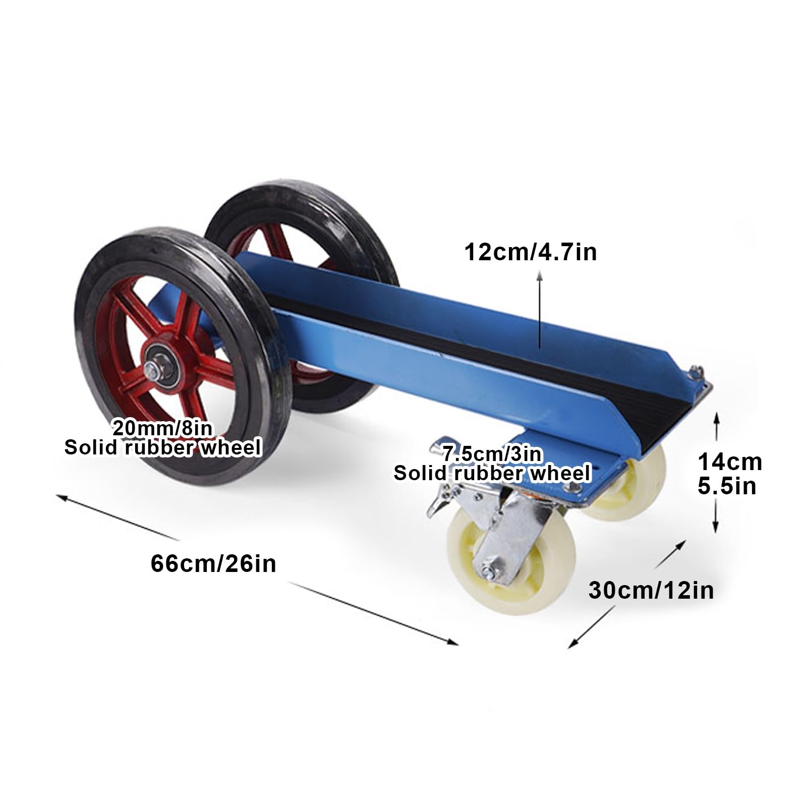 Carrello resistente per lastre di pietra, carrello a 4 ruote con capacità di 499 kg, pneumatici in gomma solida da 8 pollici per compensato, vetro e porte, grado industriale