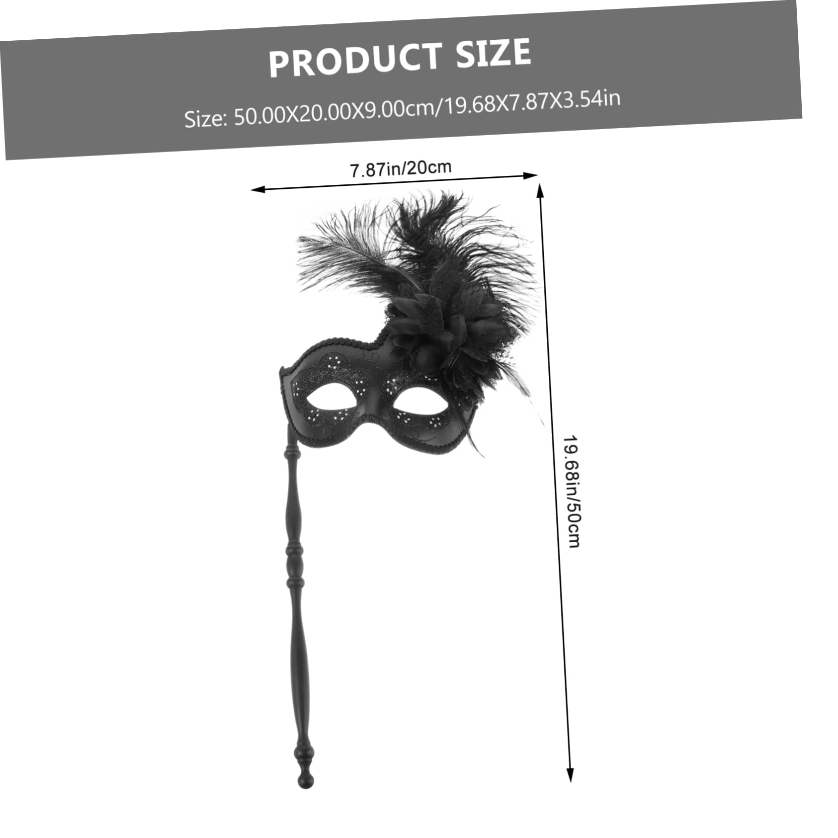 LIFKOME Handheld Masquerade Mask with Plume for Women Elegant Costume Party Accessory for Halloween Cosplay and Photo Props Delicate Design for Stunning Looks for Parties and Celebrations