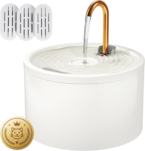 DOOOB Fuente de agua de cerámica para gatos, fuente de cerámica para gatos de 2.1 L71 onzas, fuente de agua automática de cerámica para gatos,