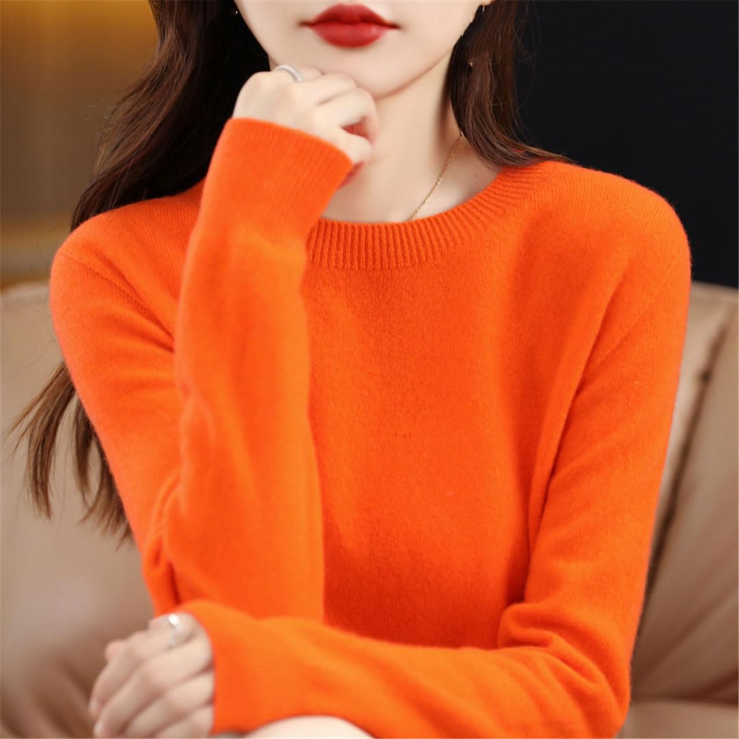 Suéter De Lana De Punto Acanalado para Mujer, Cuello Redondo, Manga Larga, Jersey