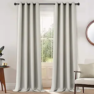 Yakamok Blackout Curtains for Bedroom,Room Darkening Thermal Insulated Grommet Top Drapes for Living Room,Light Beige,52x108 Inch, 2 Panels