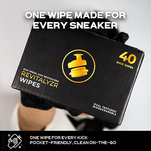 Miniatura 6 de Revitalyzr Toallitas de limpieza de zapatos de doble textura, 40 unidades, seguras en tenis, cuero, lona, goma, elimina la suciedad, las rozaduras y