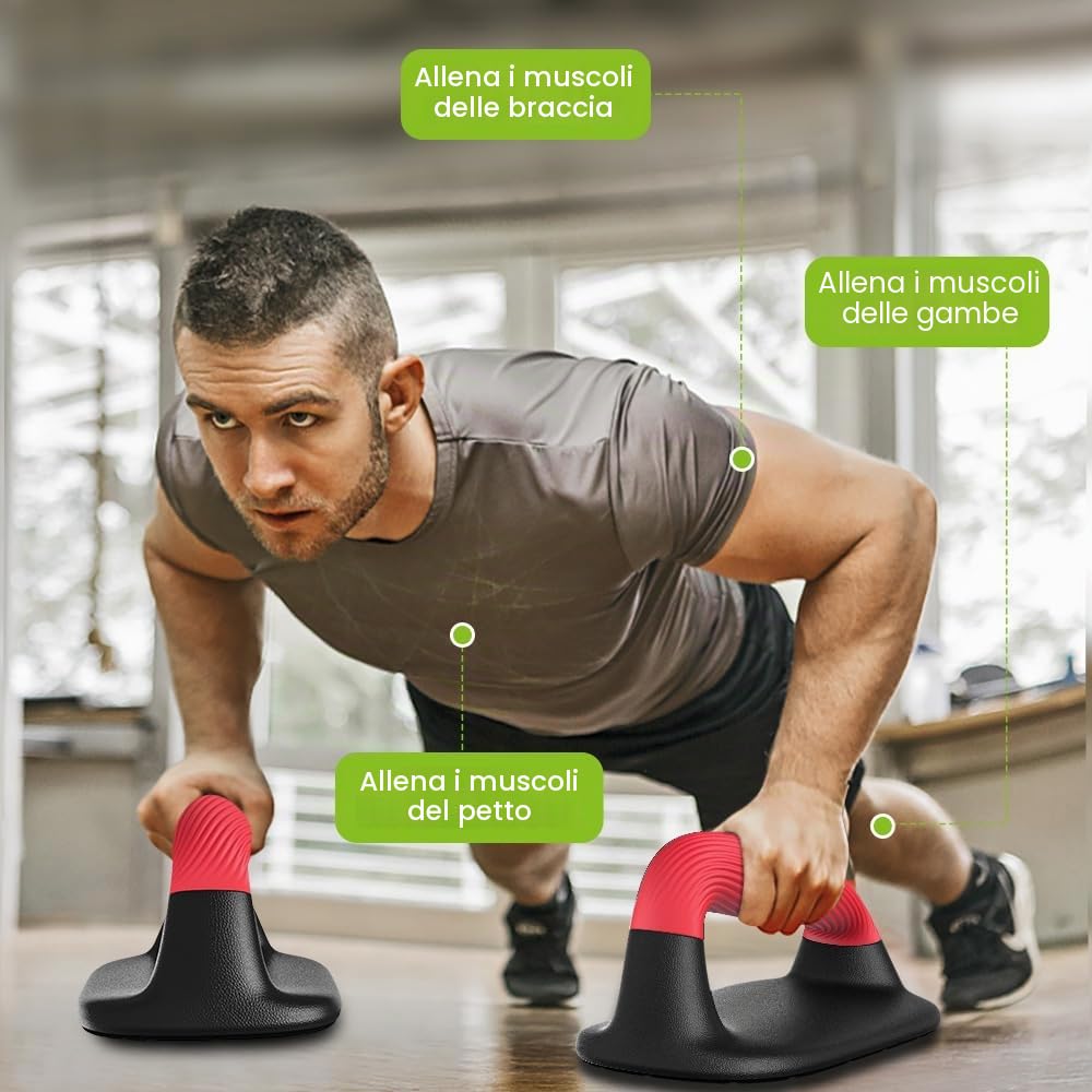 Kipika Barre per flessioni, supporto per flessioni con manico in plastica morbida ispessita, base stabile e antiscivolo, maniglie per flessioni, perfette per l'allenamento della forza del pavimento,