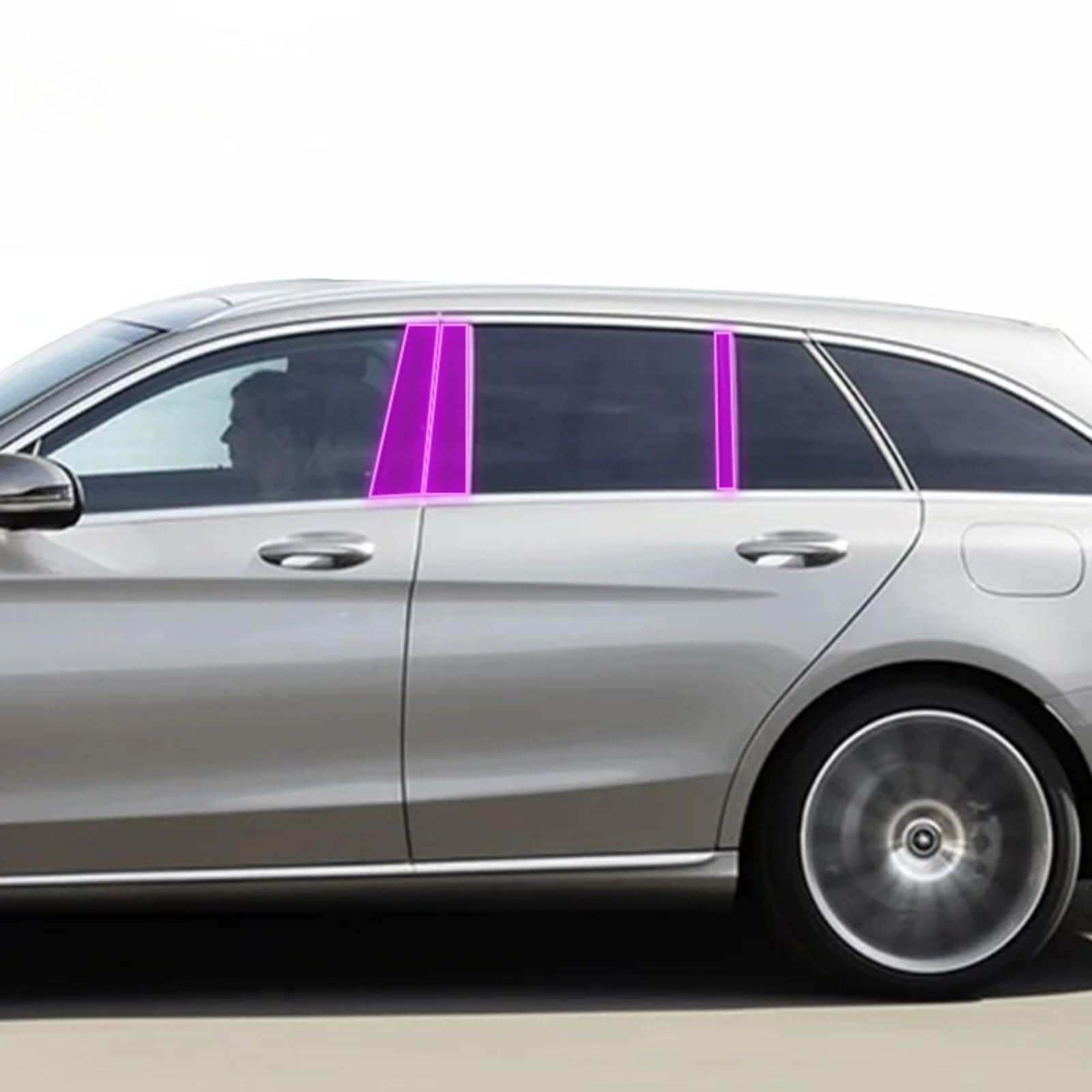 Pellicola protettiva per carrozzeria auto B C per la prevenzione dei graffi del pilastro della finestra in TPU PPF, accessorio per Mercedes Benz Classe -C W204 2014-2022 (trasparente)