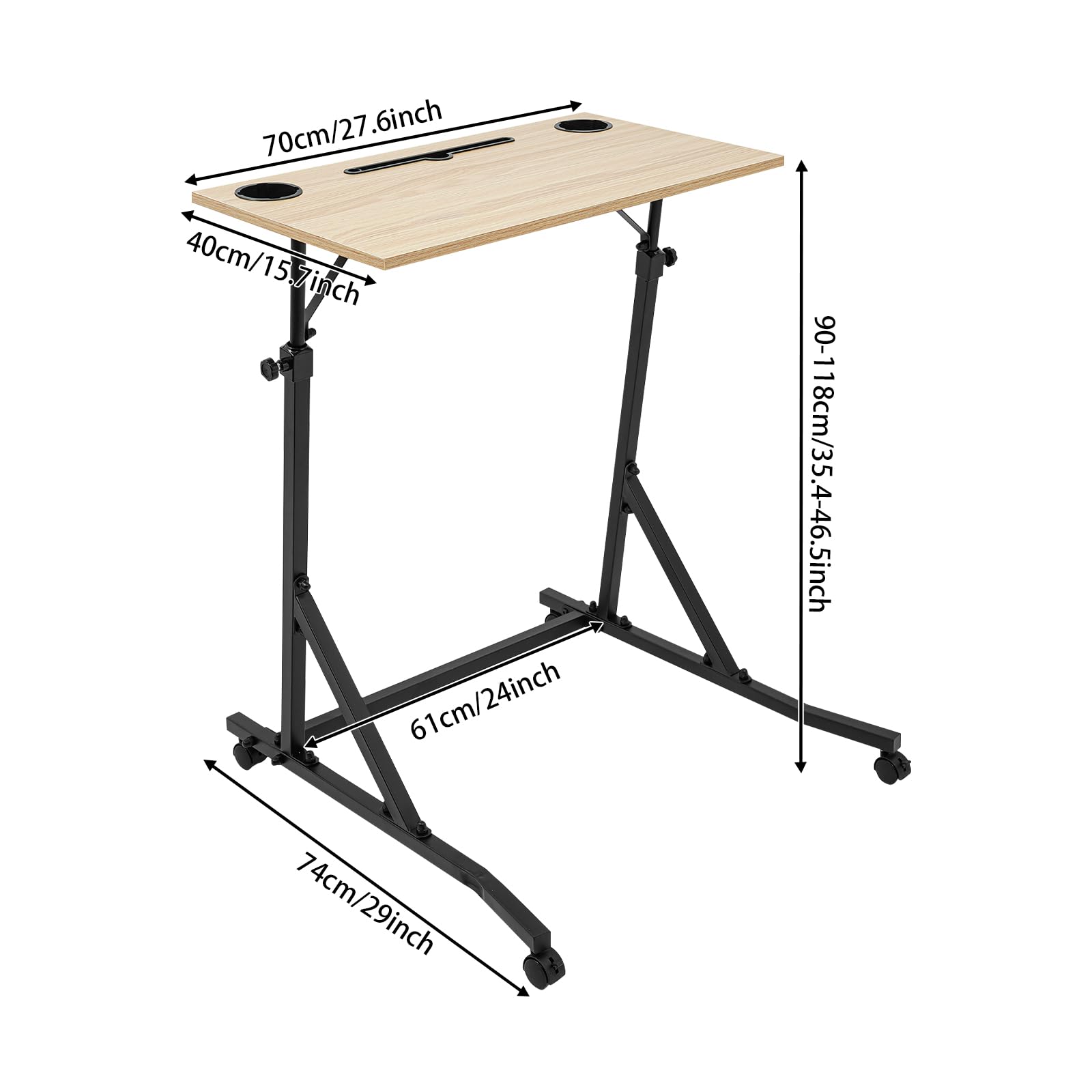 Bureau de vélo pour entraîneur de vélo, tapis de marche, tapis de course, table d'entraînement avec roues, hauteur réglable 90-118 cm, bureau d'ordinateur de fitness, pour appartements, bureaux