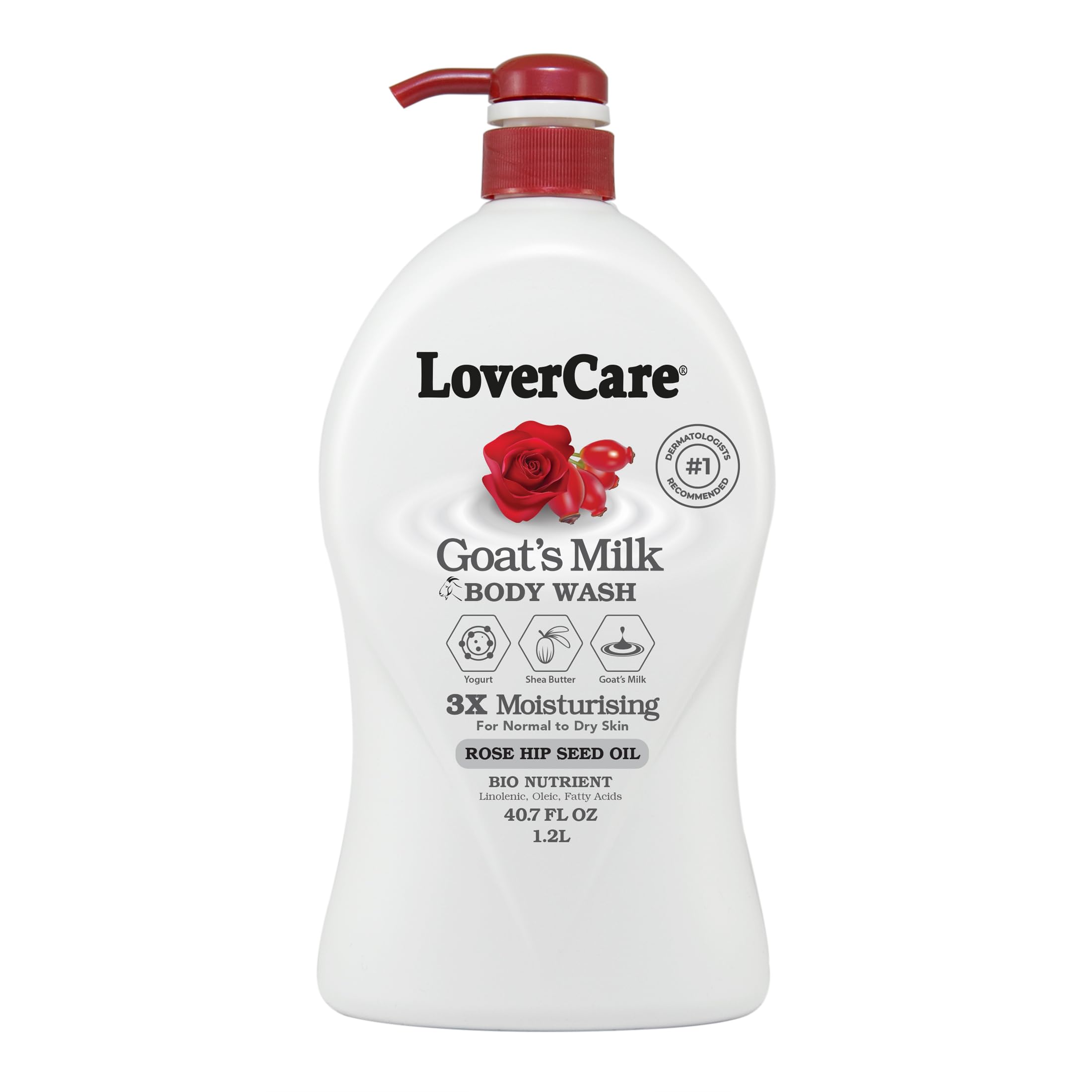 Lover's Care Goat's Milk Moisturizing Body Wash Shower Cream Rose Hip Seed Oil 40.7 Fl.Oz - Single…