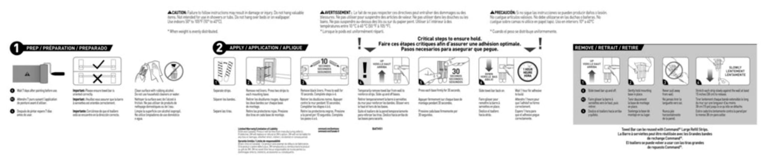 Command Toallero de baño Negro Mate con Tiras de Command Resistentes al Agua, Organizador de baño, Longitud de Barra de 24 Pulgadas, soporta hasta 10 Libras