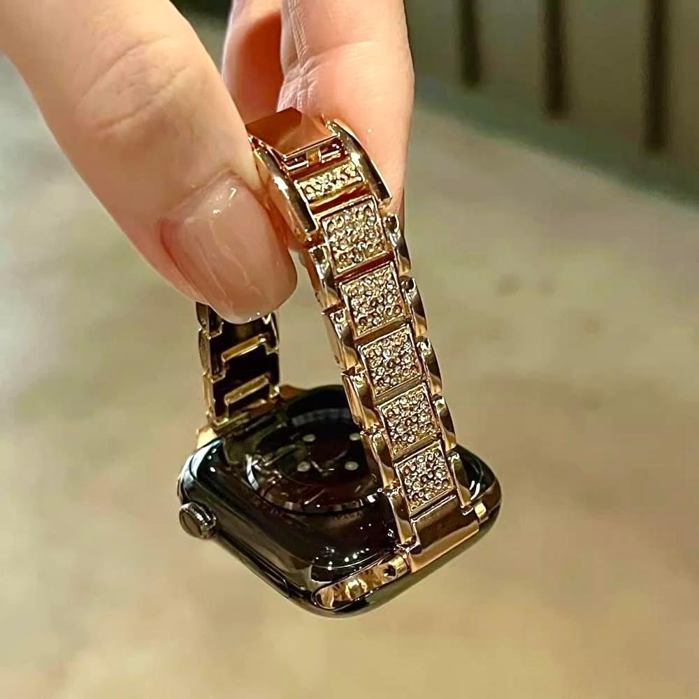 KADES Compatible with Apple Watch Band for Women, Fits for Series 11/10 (46/42mm), Series 9/8/7 (45/41mm), Series 6/5/4/SE (44/40mm), Series 3/2/1 (42/38mm), Shiny Rhinestone Metal Bracelet Strap - Image 7