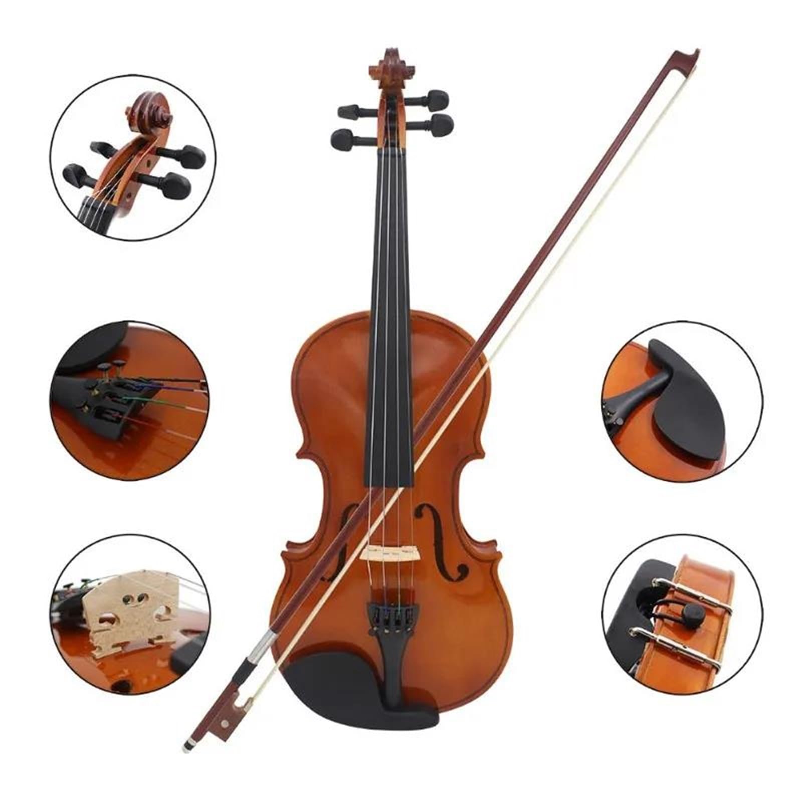Violino Set 4/4 Violino Acustico In Legno Massello Di Abete Rosso Impiallacciato In Acero Violino Con Set Di Custodie In Tessuto