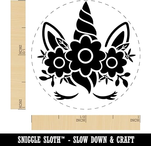 Miniatura 9 de Pretty Sleepy Unicorn Face - Sello de goma autoentintado para sellar planificadores de manualidades, tamaño pequeño de 34 pulgadas, tinta rosa