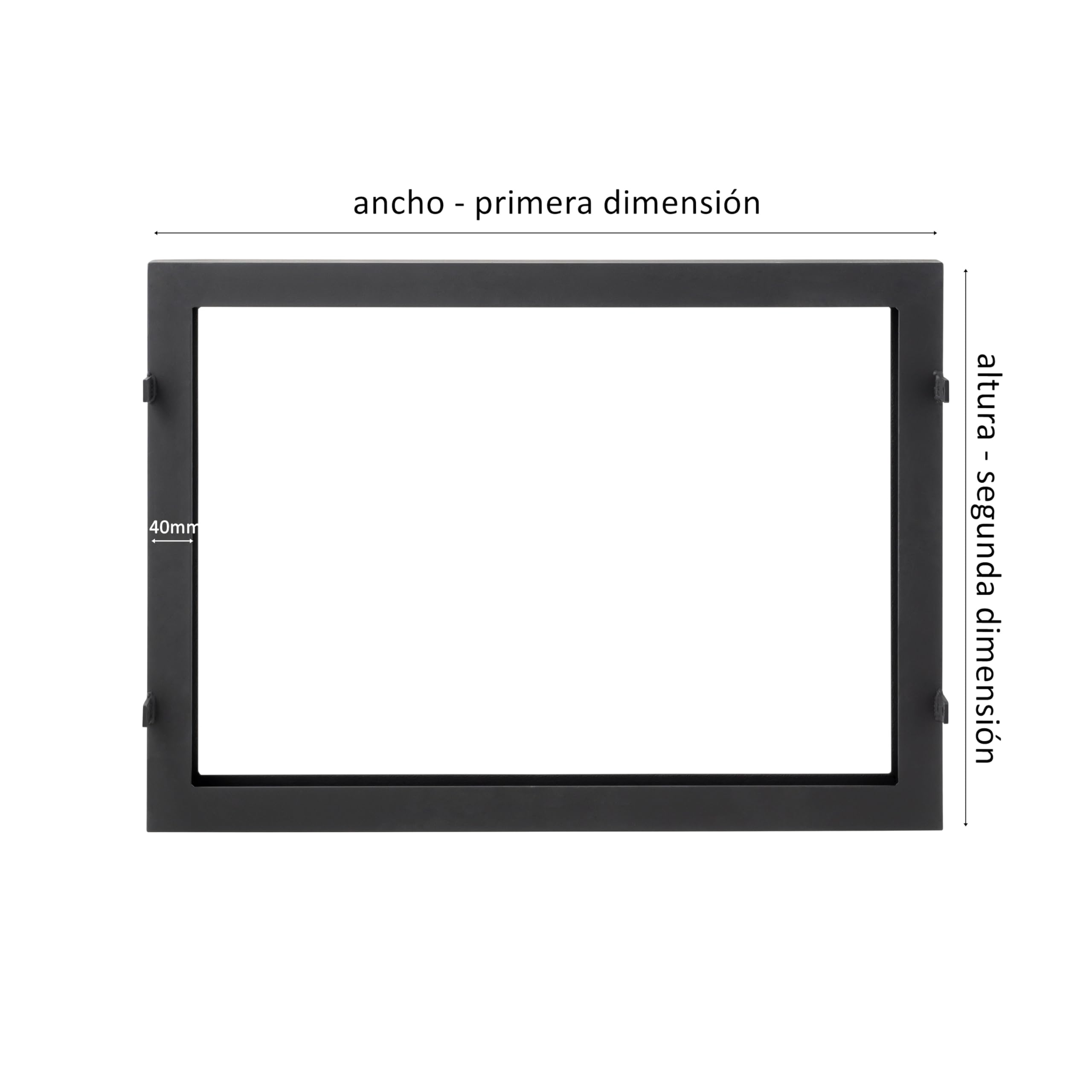 Puerta de horno de chimenea con vidrio para hornos de pizza y acero para calderas. Apertura: izquierda | Tirador a la derecha. Ventana grande. Accesorios de oro. Model D3. (100x70cm)