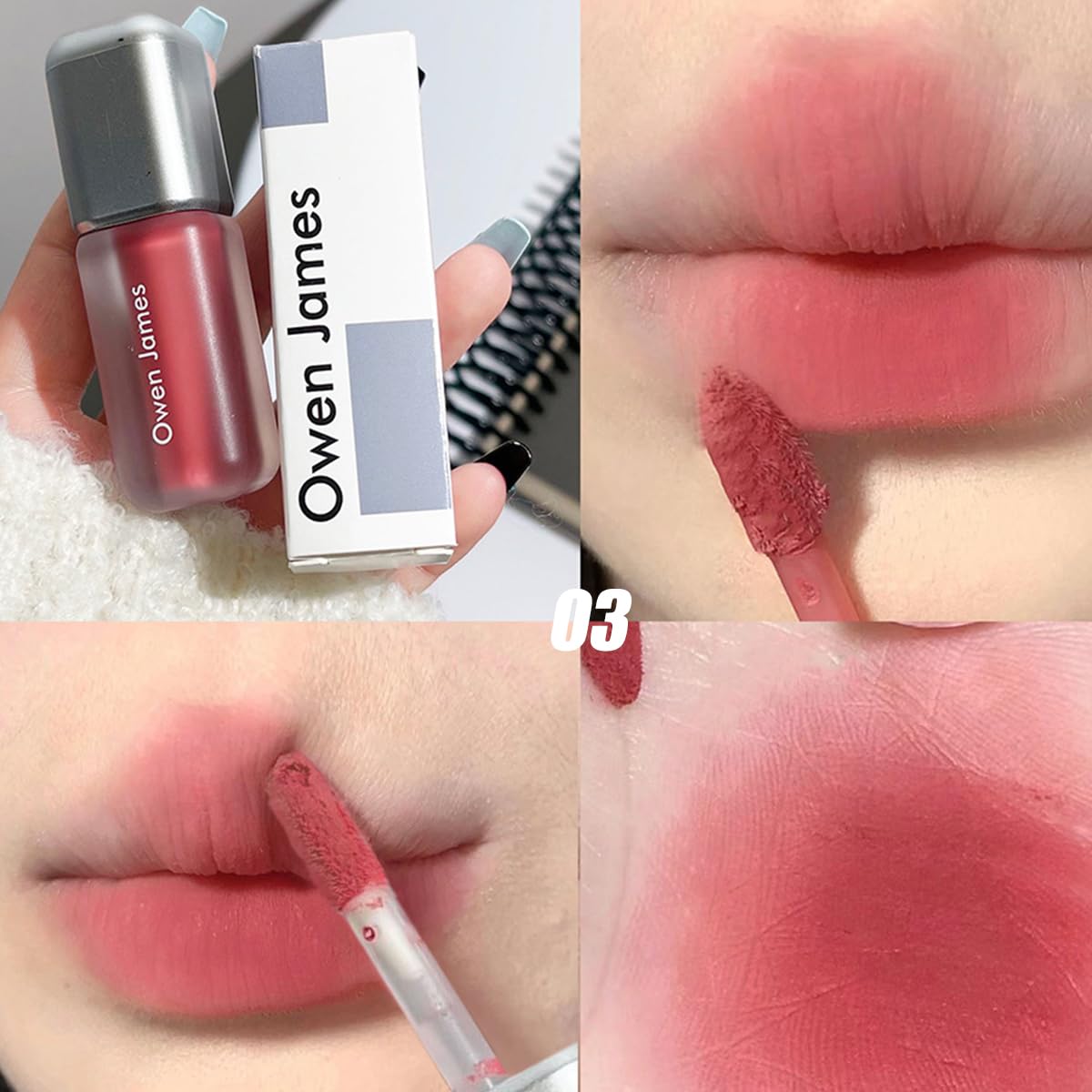 Juego de lápices labiales líquidos mate de 4 colores, brillo de labios coreano suave de terciopelo, taza antiadherente impermeable de larga duración, kit de regalo de maquillaje mate para 4