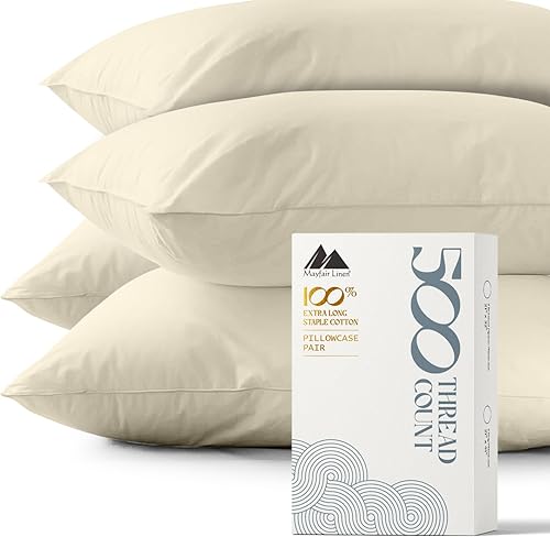Miniatura 73 de Mayfair Linen 100% Cotton King Size Pillow Cases Set of 2-500 Thread Count Pillow Cases King Size Set of 2 (Dark Grey), Luxuriously Soft Hotel