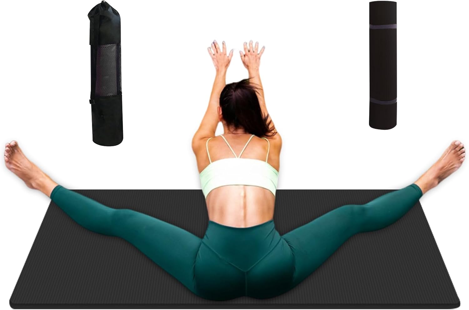 ヨガマット - ノンスリップ厚さ15mmのエクササイズパッド | ヨガマット 厚手収納バッグ付き | ジムエクササイズ レディース