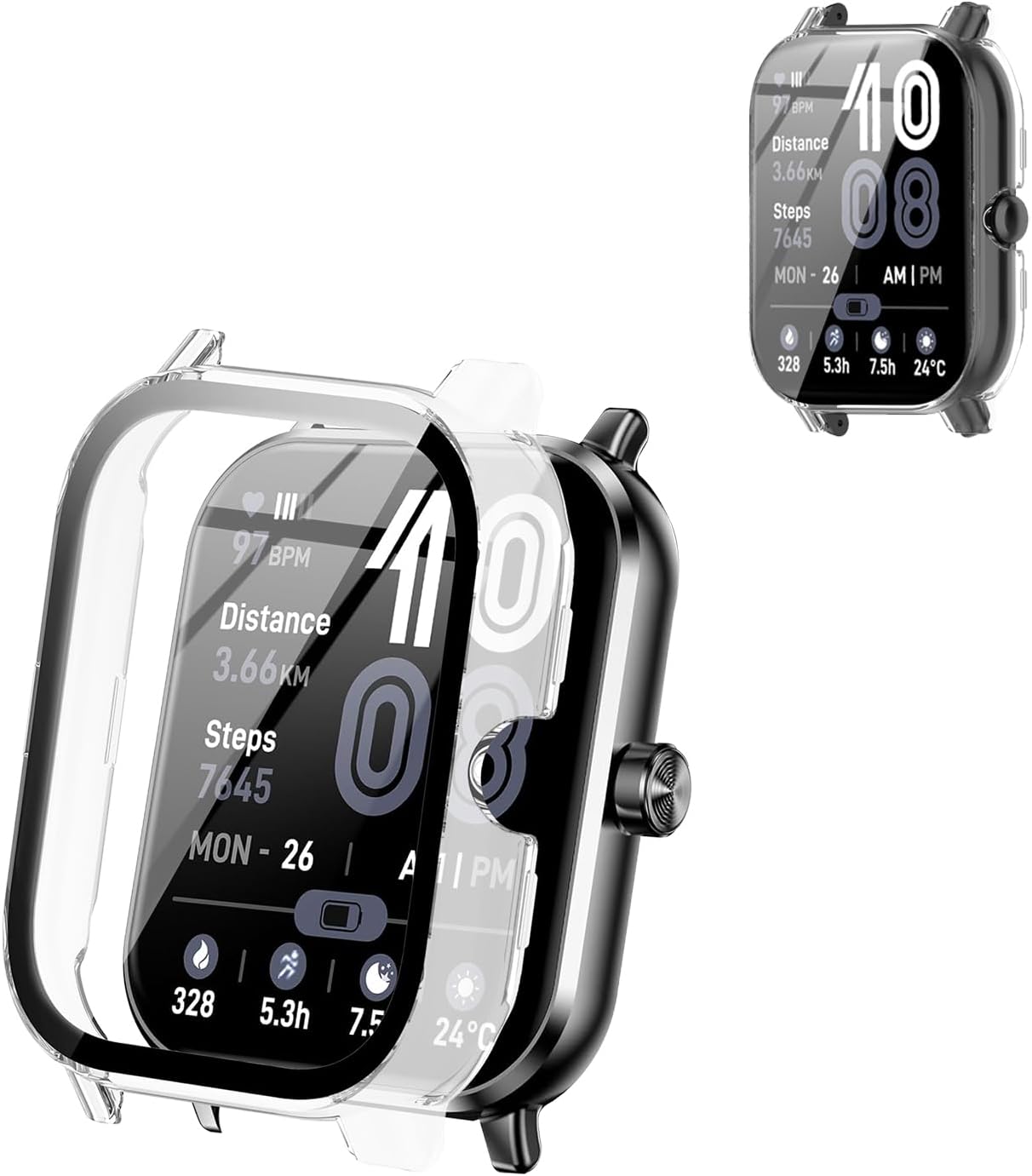 Case Cover for Jacoosa TG38 1.83",Hard PC Protective Case with 9H Tempered Glass Screen Protector, Shockproof Scratch-Resistant Shell for Jacoosa TG38 Smart Watch,Clear