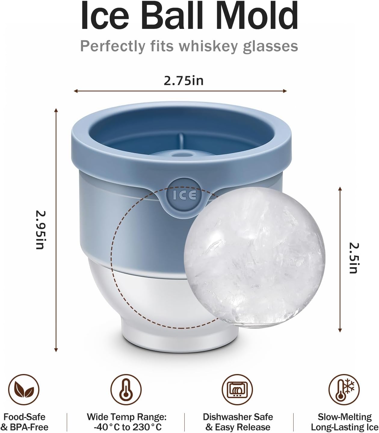 Old Fashioned Whiskey Glasses Set of 6 – 9.5 oz Bourbon Glasses with Ice Molds，Suitable for Scotch, Cocktails, and Other Spirits，Durable Lead-Free Glassware，Gifts for Whiskey Lovers (6)
