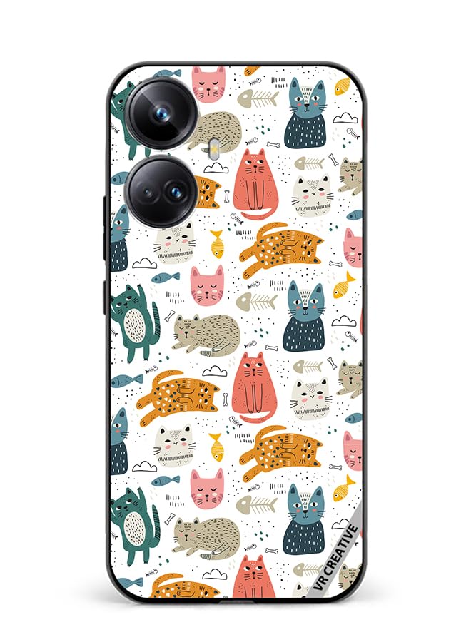 VR Creative Protective Case Cover For Realme 10 Pro Plus Chilling Cat Pattern Design Multicolour NR549453