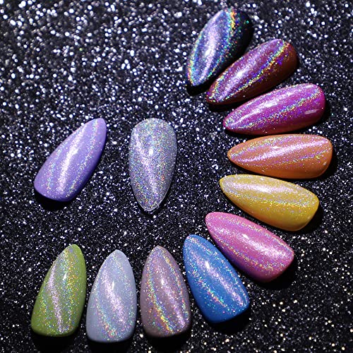 MIZHSE Universal Rainbow Cat Eye Gel Nail Polish Laser Holographic 9D Cat Eye Gel Polish Soak Off LED UV Gel Nail Art Varnish with Magnetic 10ml*1 - Image 4