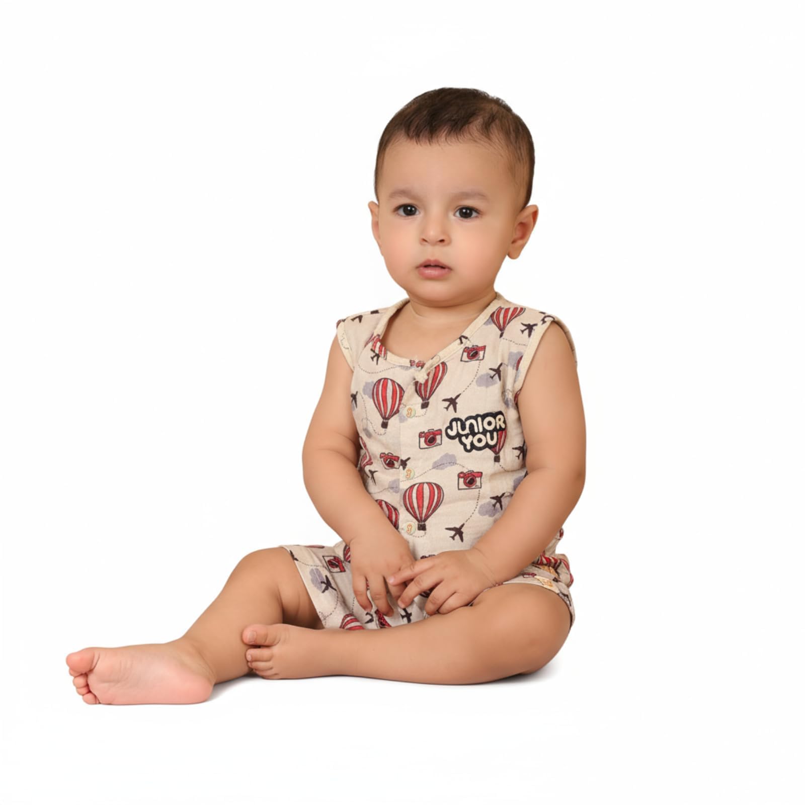 Organic Cotton Muslin | Jhabla with Shorts | Unisex Baby | Balloon Safari Print | Ultra Soft & Breathable Outfit-image-28